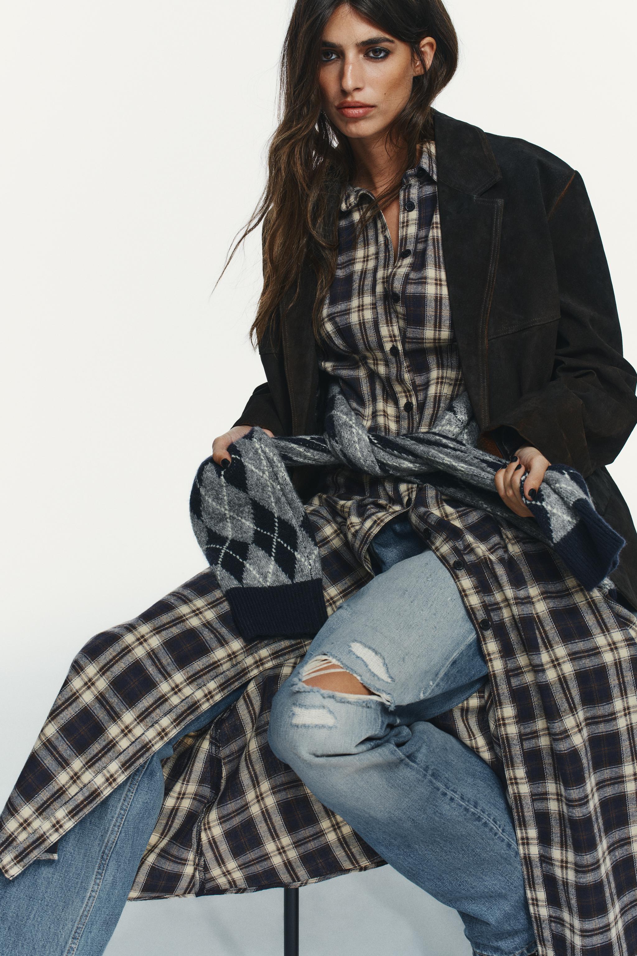 PLAID PLEATED MIDI DRESS